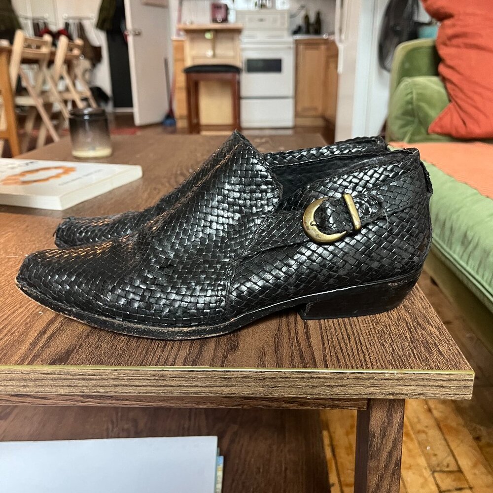 Cole Haan Basket Weave Leather Booties with buckle - Picture 1 of 5
